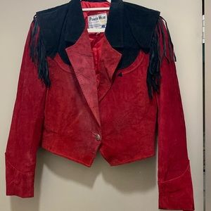 Red and black jacket by Pioneer Wear. Size is medium -Read Description-